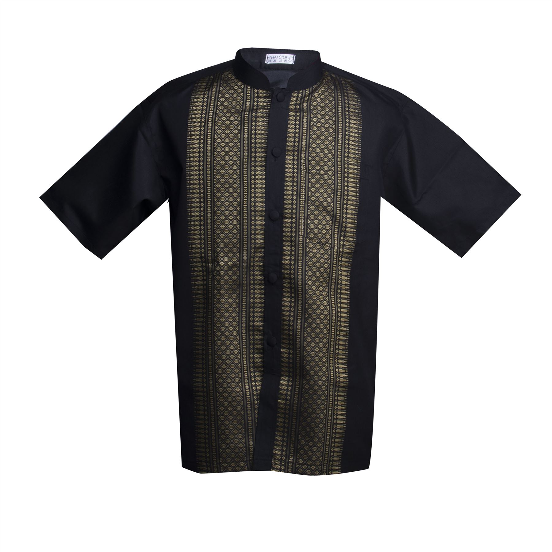 Traditional Thai Silk Mens Shirt/Embroidered/Short Sleeve/Casual