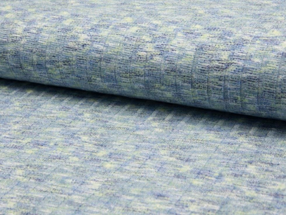 Blue Deadstock Viscose Rib Stretch Knit Fabric