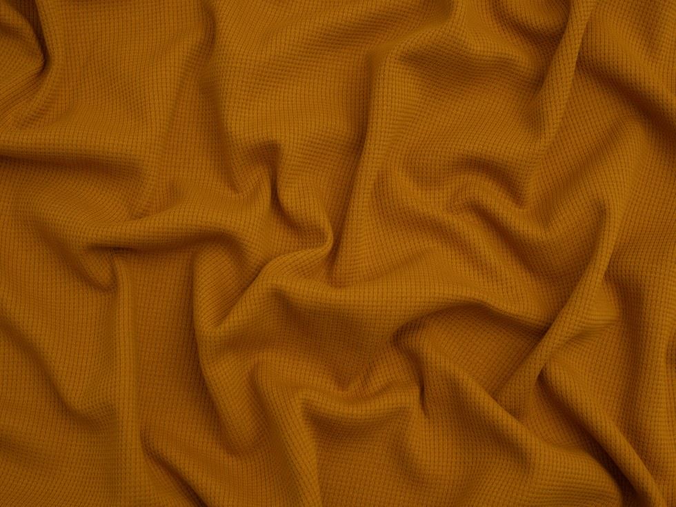 Minerva Core Range Ochre Mini Waffle Textured Stretch Knit Fabric