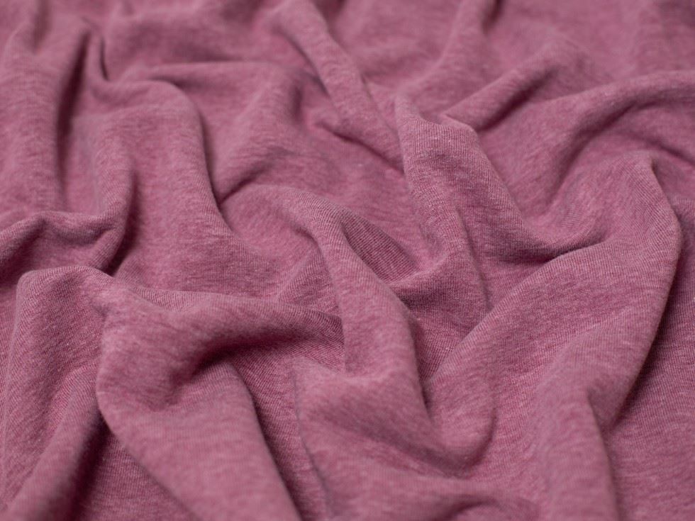 Minerva Core Range Maroon Melange Polycotton Fleece Back Sweatshirt Stretch Knit Fabric