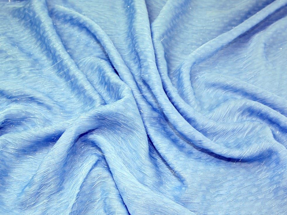 Cornflower Blue Deadstock Lurex Faux Fur Fabric