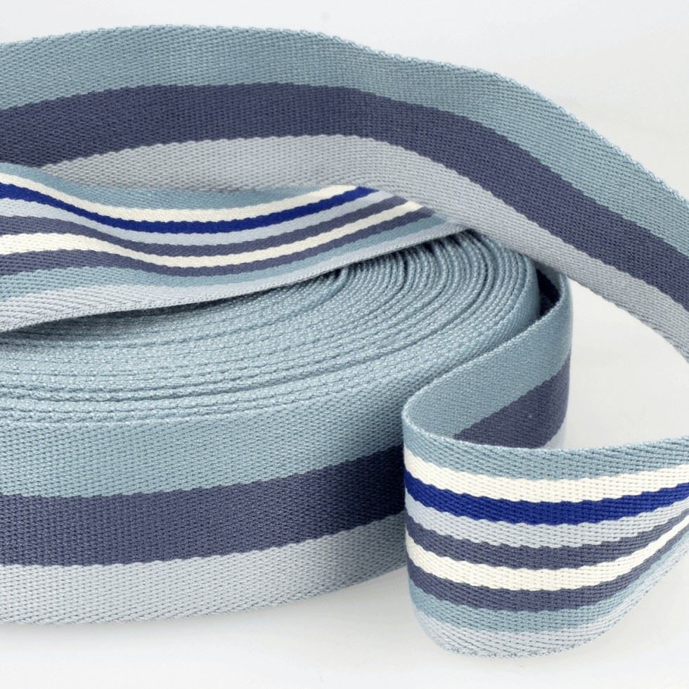 Stephanoise Double Sided Stripe Webbing Tape Blues
 