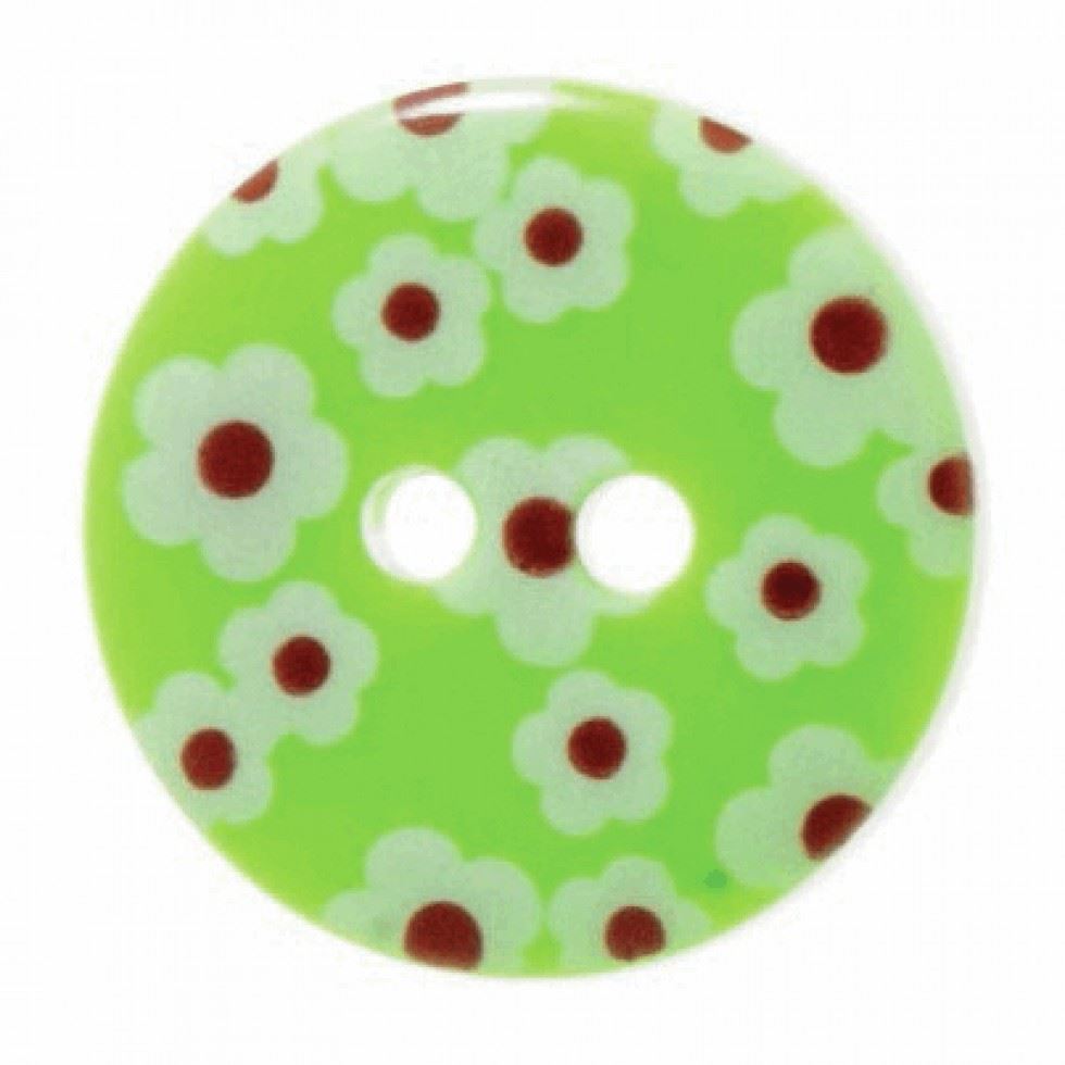 Hemline Green Round Flower Buttons