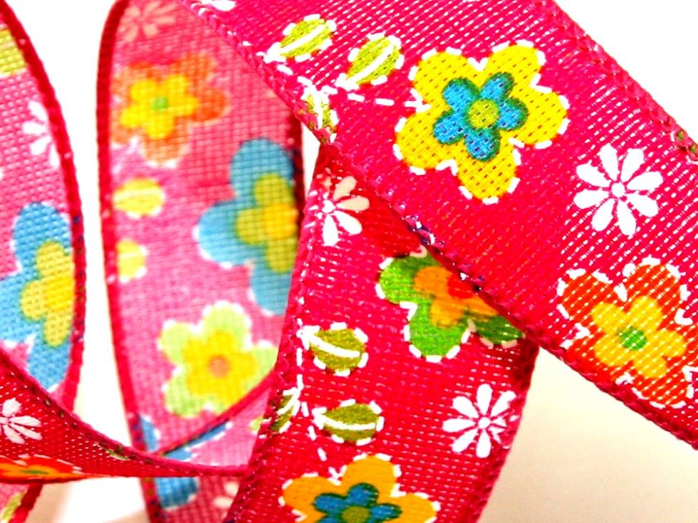 Rustic Flower Ribbon Cerise Pink