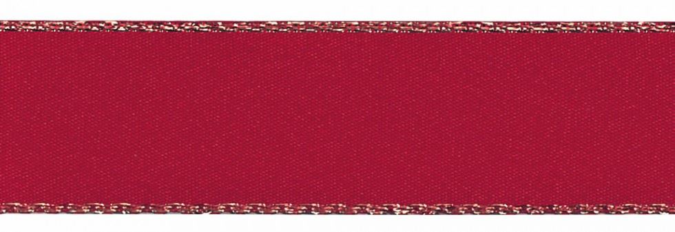 Berisfords 15 Red Gold Edge Satin Ribbon (Value Roll)