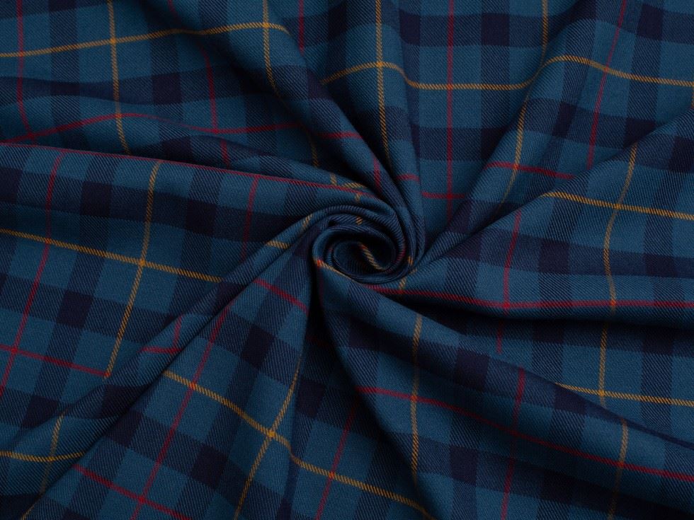 Stretch Woven Polyester Viscose Suiting Fabric Blue & Navy