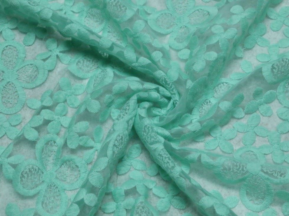 Mint Green Deadstock Guipure Lace Fabric