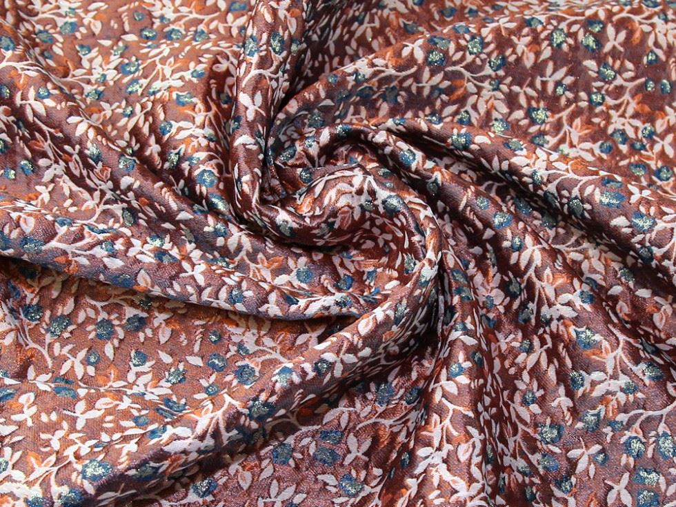 Amalfi Metallic Woven Brocade Fabric Blue & Orange
 