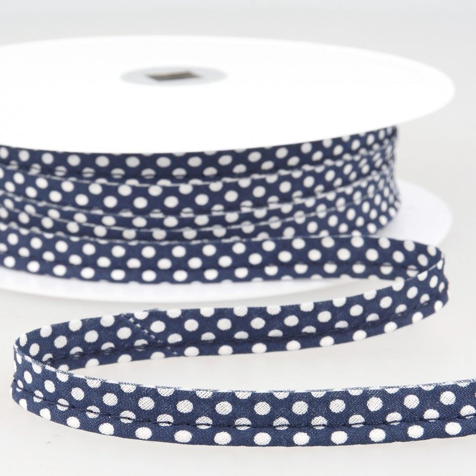 Stephanoise Polka Dot Flanged Piping Navy Blue