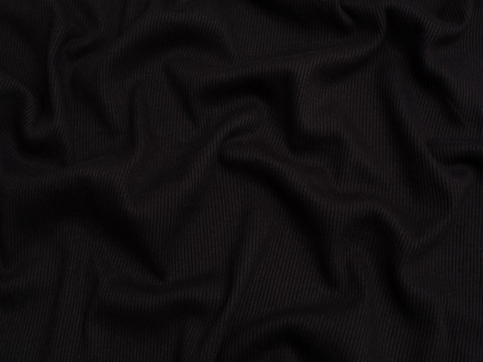 Minerva Core Range Cotton Rib Stretch Knit Fabric Black
 