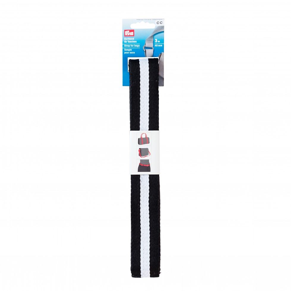 Prym Bag Strap Webbing Black & White
 