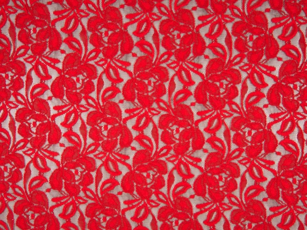 Deadstock Stretch Lace Fabric Red