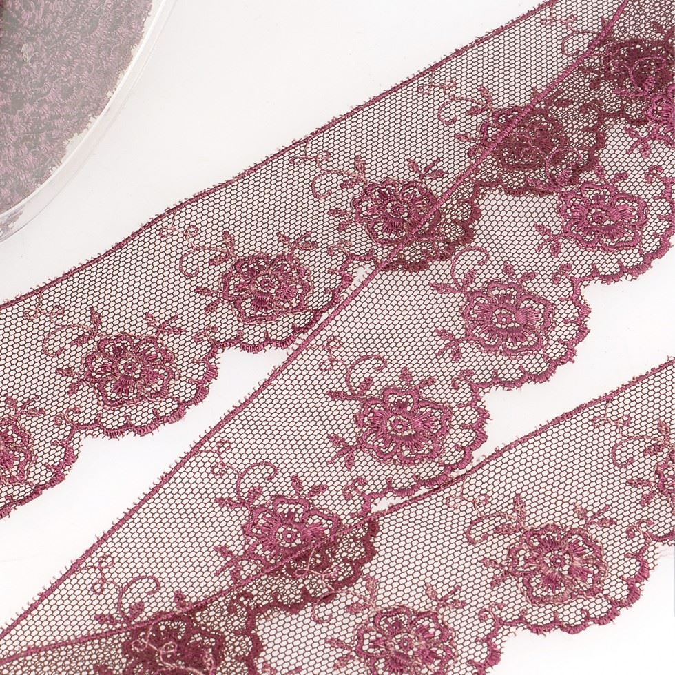Stephanoise Valenciennes Lace Trim Prune