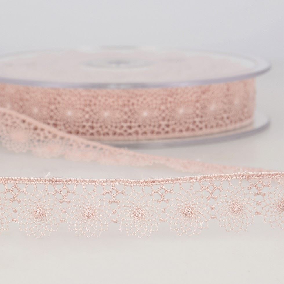 Stephanoise Embroidery Tulle Lace Trim Light Pink
 