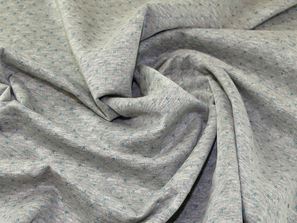 John Louden Grey & Turquoise Jacquard Stretch Knit Fabric