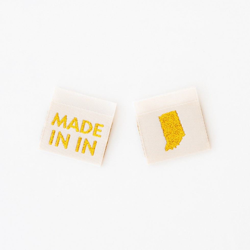 Sarah Hearts Made In My State Gold Woven Labels Indiana
 