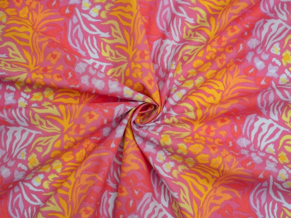 Printed Polycotton Fabric Pink
 
