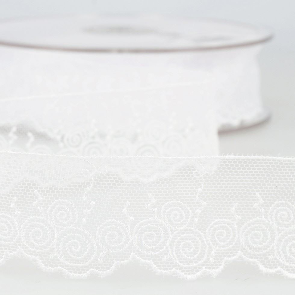 Stephanoise Valenciennes Lace Trim White