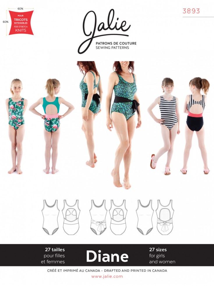 Jalie Sewing Pattern 3893 Diane Swimsuit Pattern