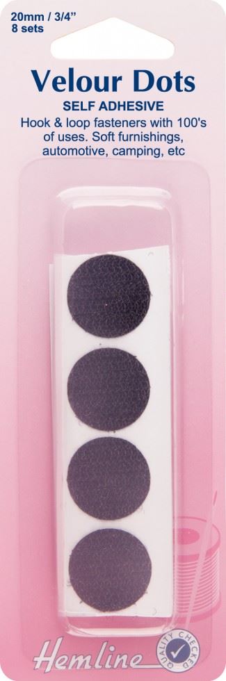 Hemline Black Stick On Velcro Coins