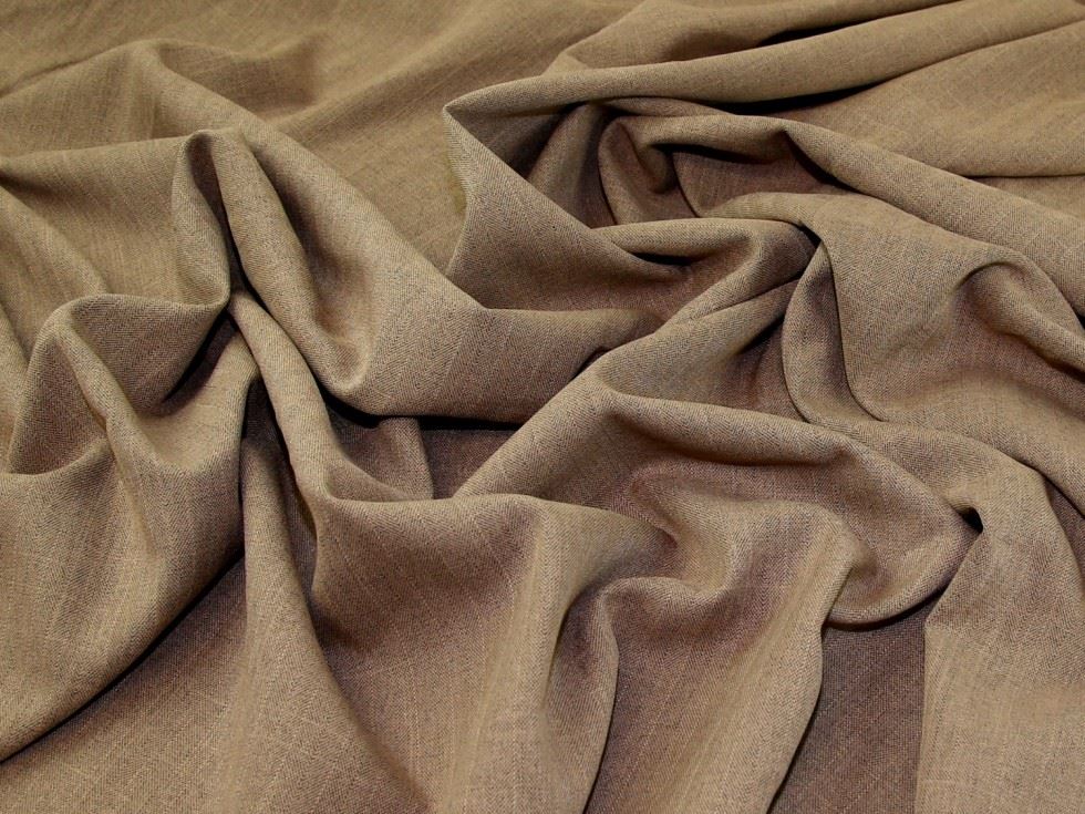 Deadstock Tweed Polyester Suiting Fabric Tan