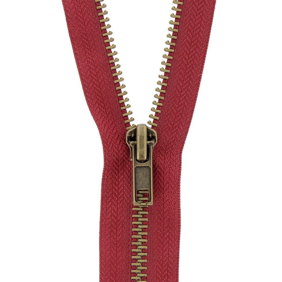 Milward Brass Metal Jacket Open End Zips Red