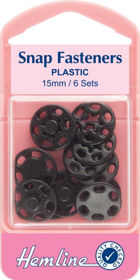 Hemline Black Sew On Plastic Press Snap Fasteners