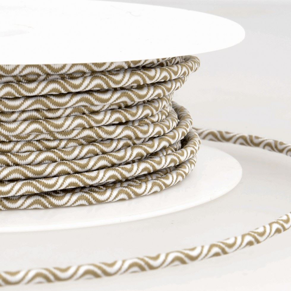 Stephanoise Wave Patterened Round Elastic White & Brown