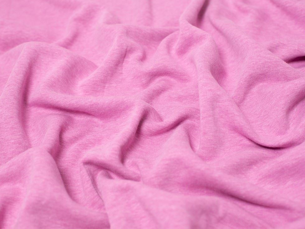 Minerva Core Range Bright Pink Melange Polycotton Fleece Back Sweatshirt Stretch Knit Fabric
