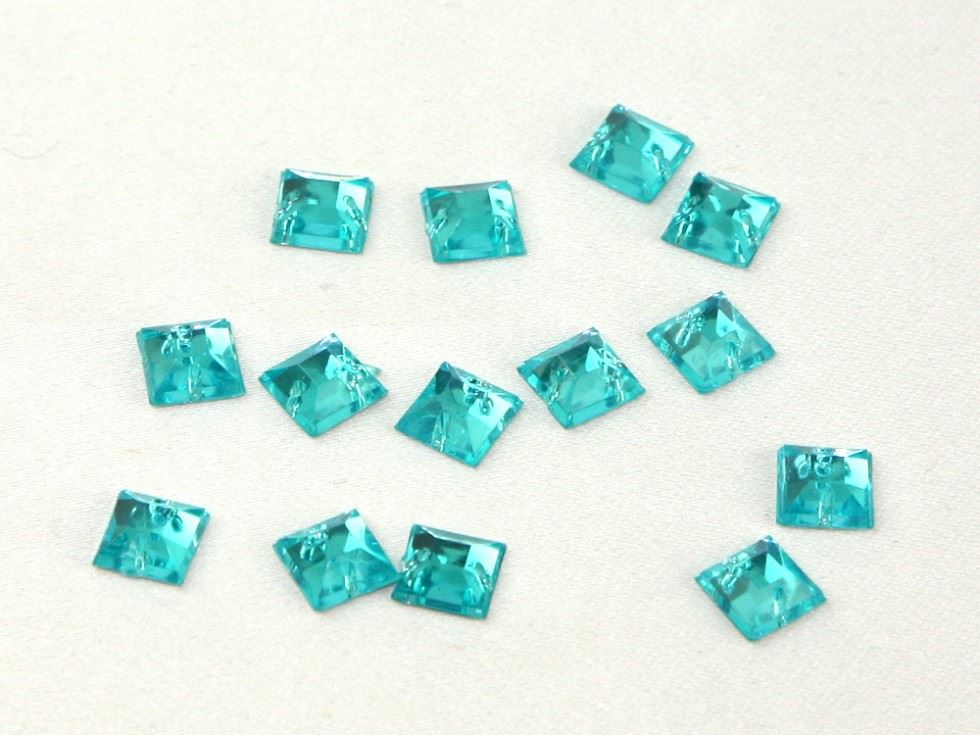 Square Acrylic Jewels Turquoise Blue
 