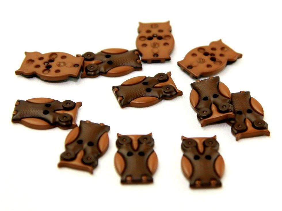 Dill Owl Buttons (Value Pack) Brown/Light Brown
 