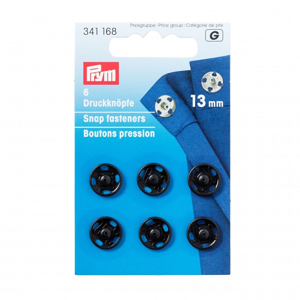 Prym Sew On Metal Snap Fasteners Black