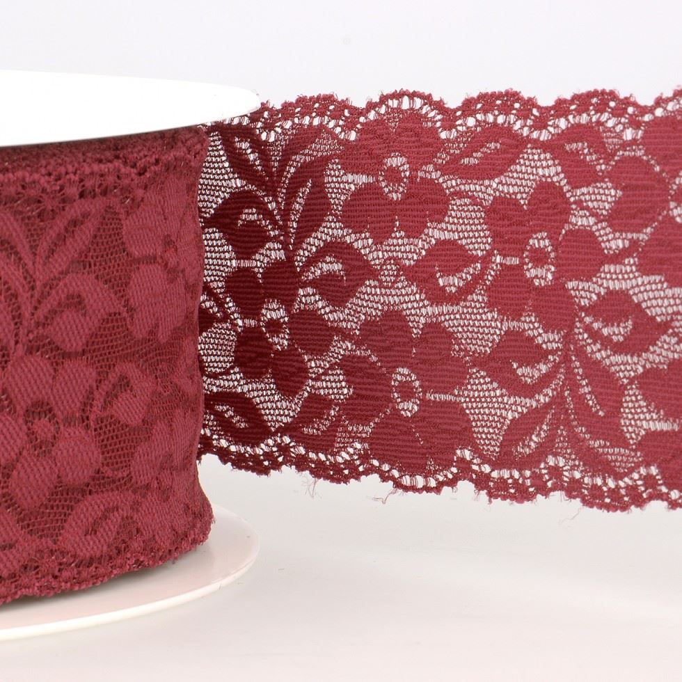 Stephanoise Burgundy Stretch Lace Trim