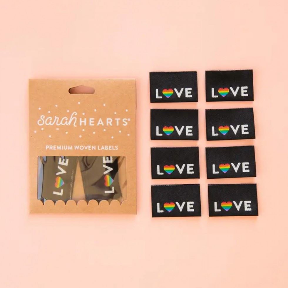 Sarah Hearts Love Pride Heart Woven Labels
 