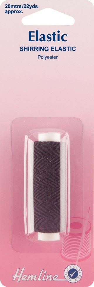Hemline Black Shirring Elastic