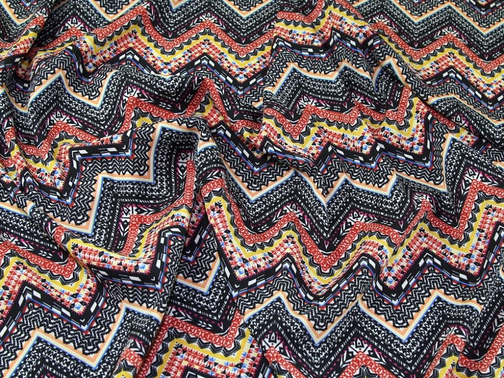 Yellow & Red Deadstock Microfibre Smooth Crepe Fabric