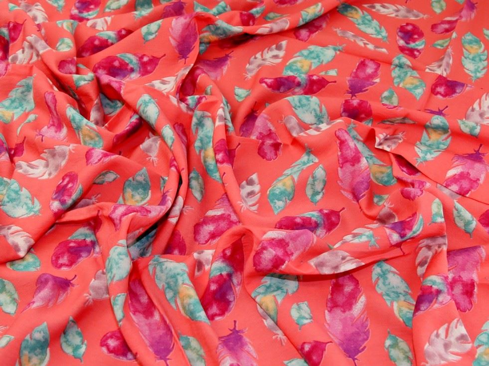 Coral Deadstock Rayon Voile Fabric