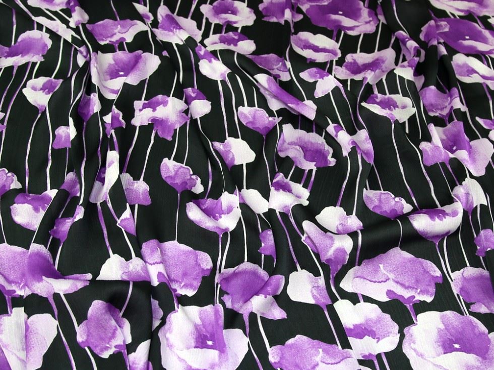 Purple Deadstock Crinkle Satin Fabric