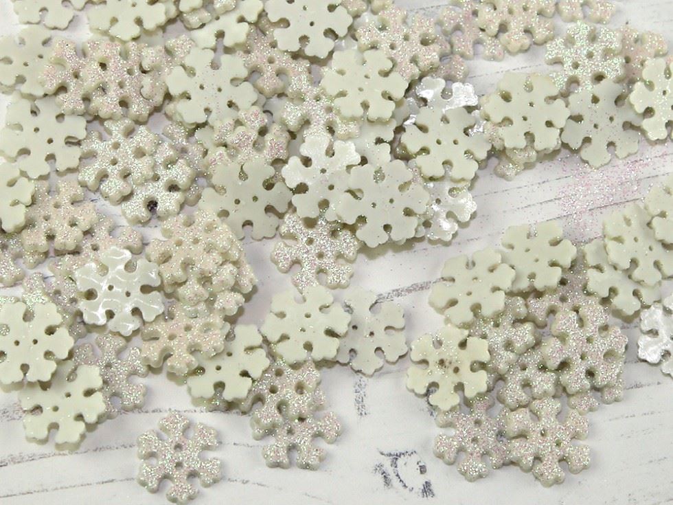 Frosted Snowflake Buttons (Value Pack) White
 
