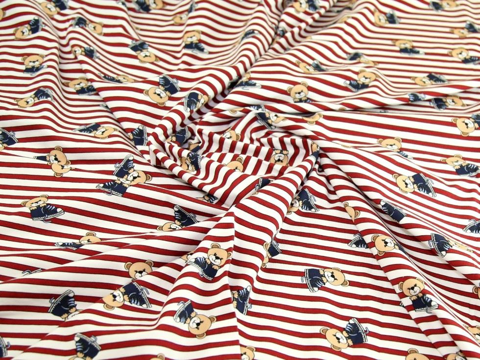 Red Deadstock Cotton Jersey Stretch Knit Fabric
