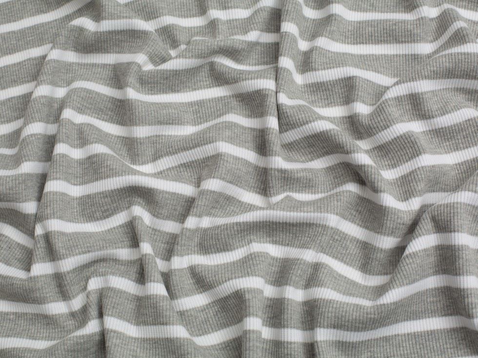 Yarn Dyed Heavy Cotton Rib Stretch Knit Fabric Cloud Grey