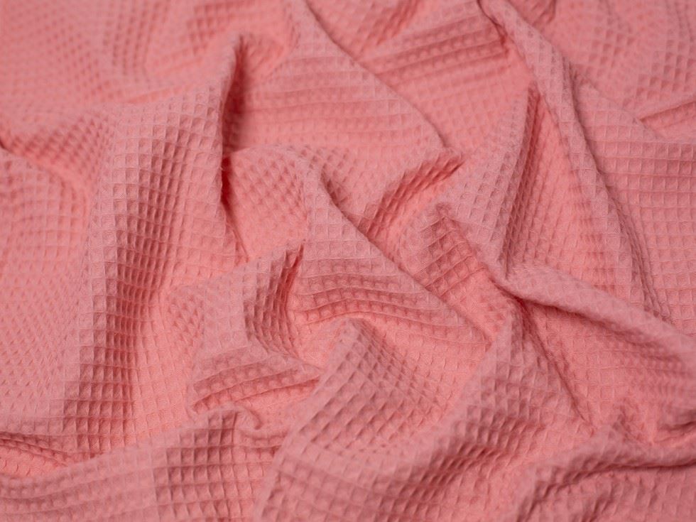 Minerva Core Range Coral Medium Cotton Waffle Fabric
