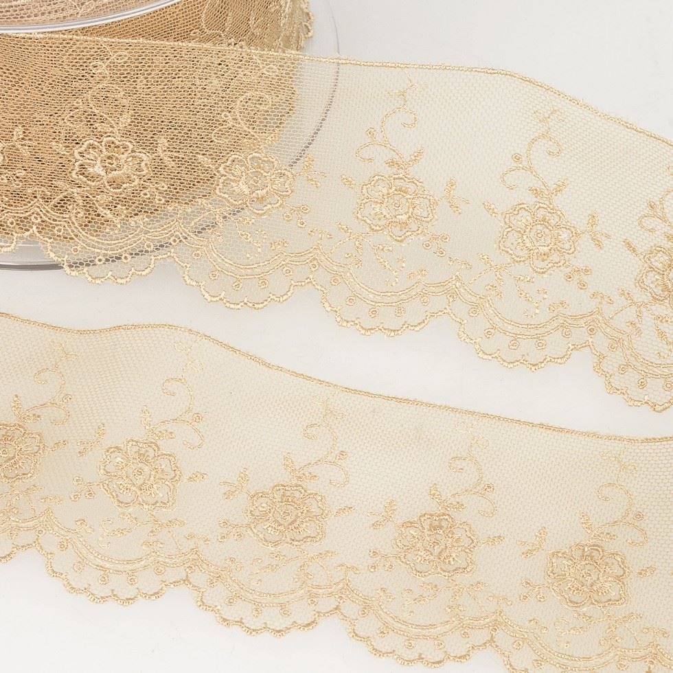 Stephanoise Valenciennes Lace Trim Beige