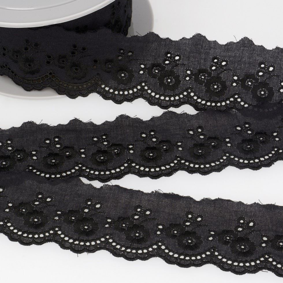 Stephanoise Black Eyelet Lace Trim