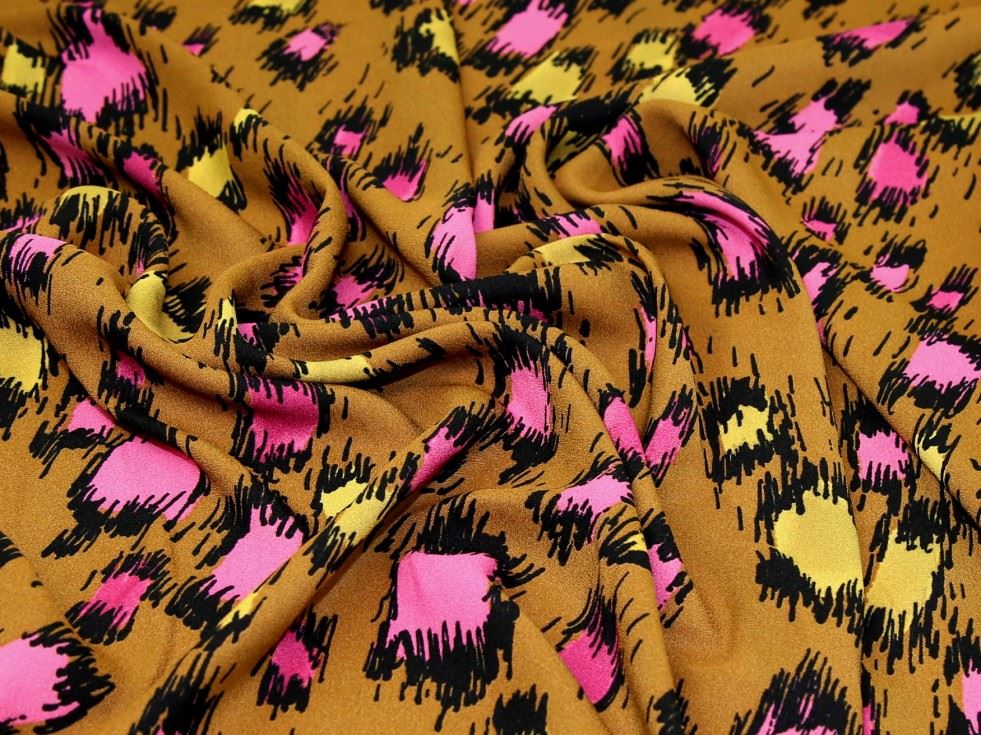 Mustard & Cerise Deadstock Satin Back Crepe Fabric
