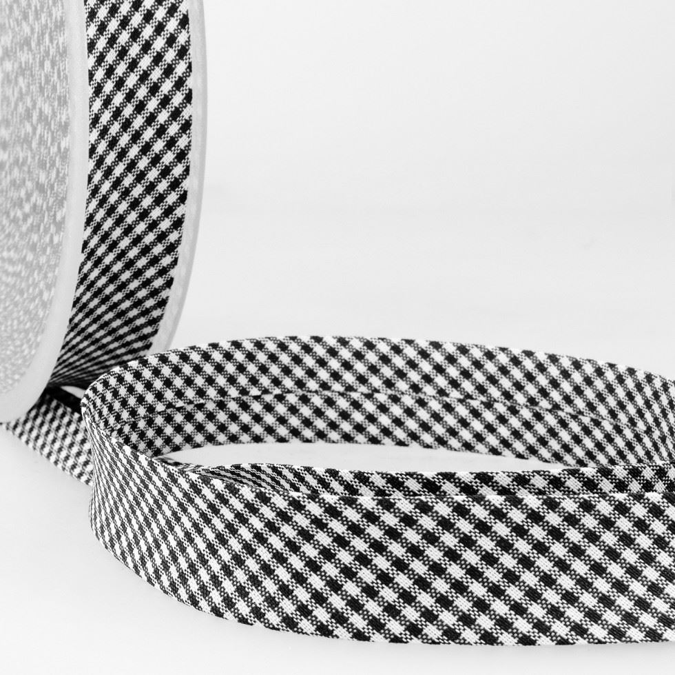 Stephanoise Gingham Bias Binding Tape Black
 