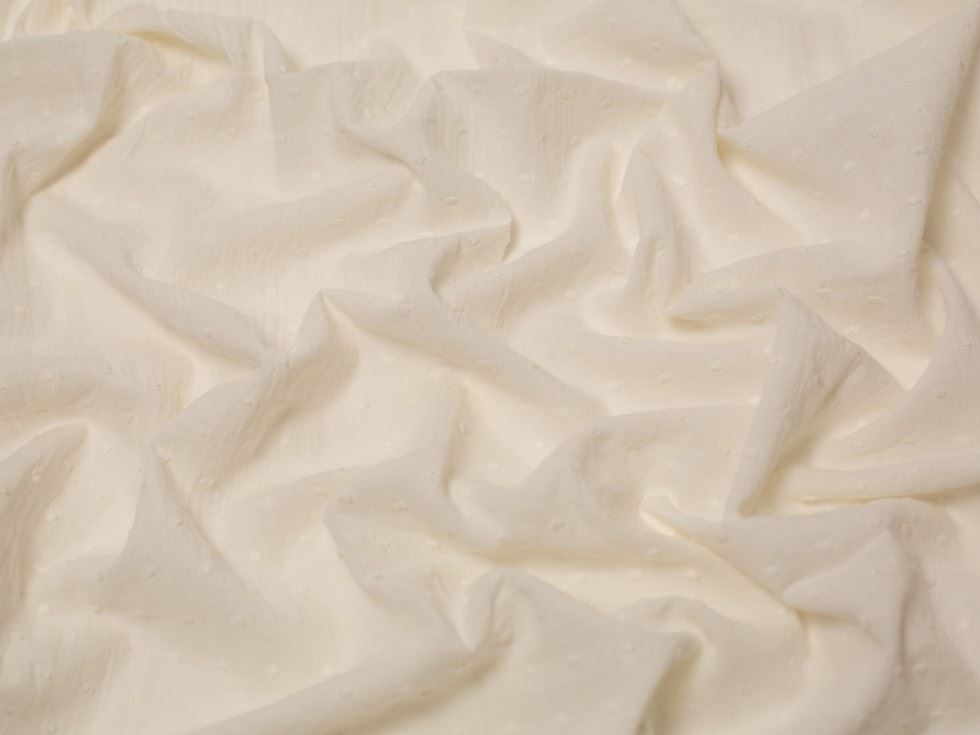Minerva Core Range Tufted Cotton Swiss Dot Fabric Cream