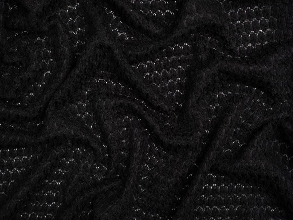 Minerva Core Range Bubble Crochet Effect Lace Textured Stretch Knit Fabric Black
 