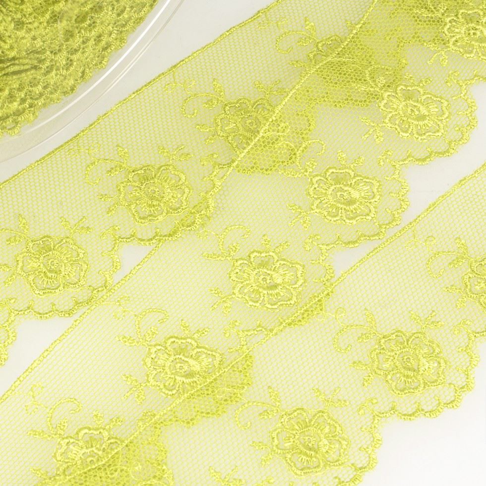 Stephanoise Valenciennes Lace Trim Lime Green
 