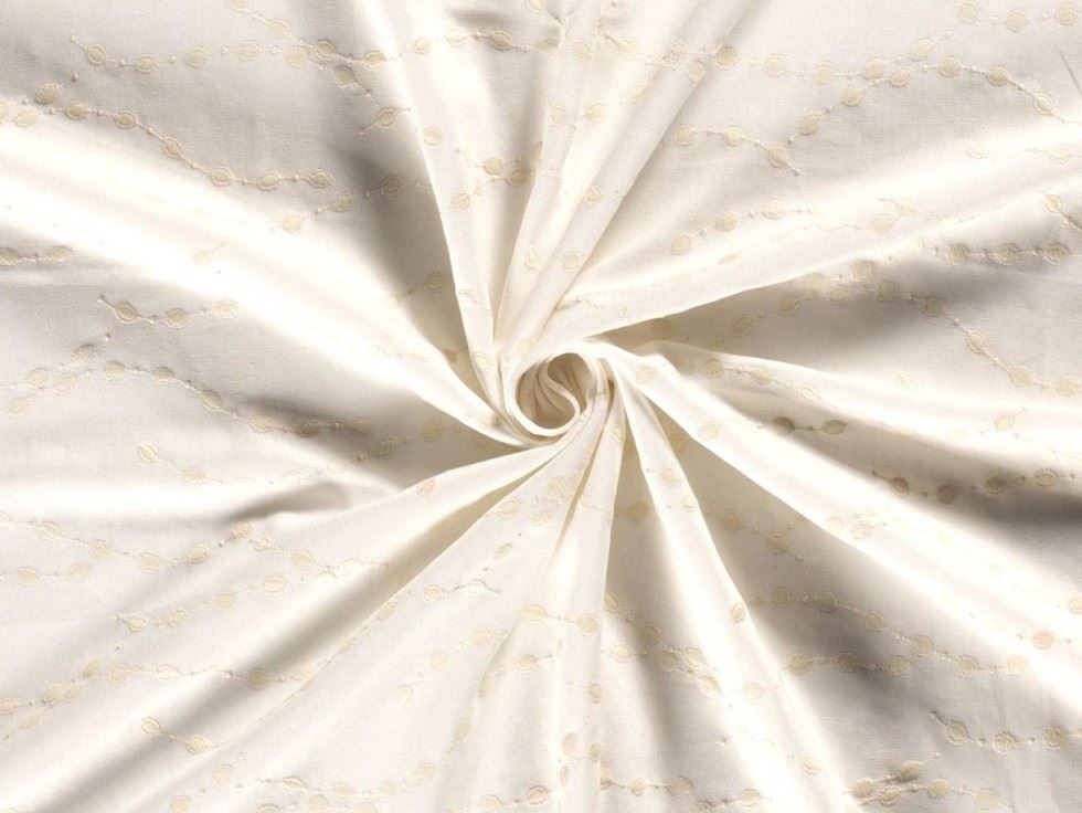 Embroidered Linen Viscose Fabric Cream